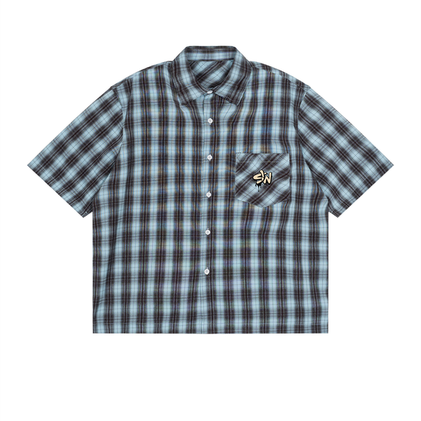 beige,plaid,shirt,matchingset