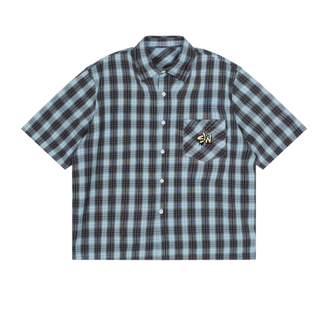 beige,plaid,shirt,matchingset