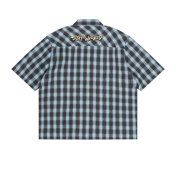 beige,plaid,shirt,matchingset