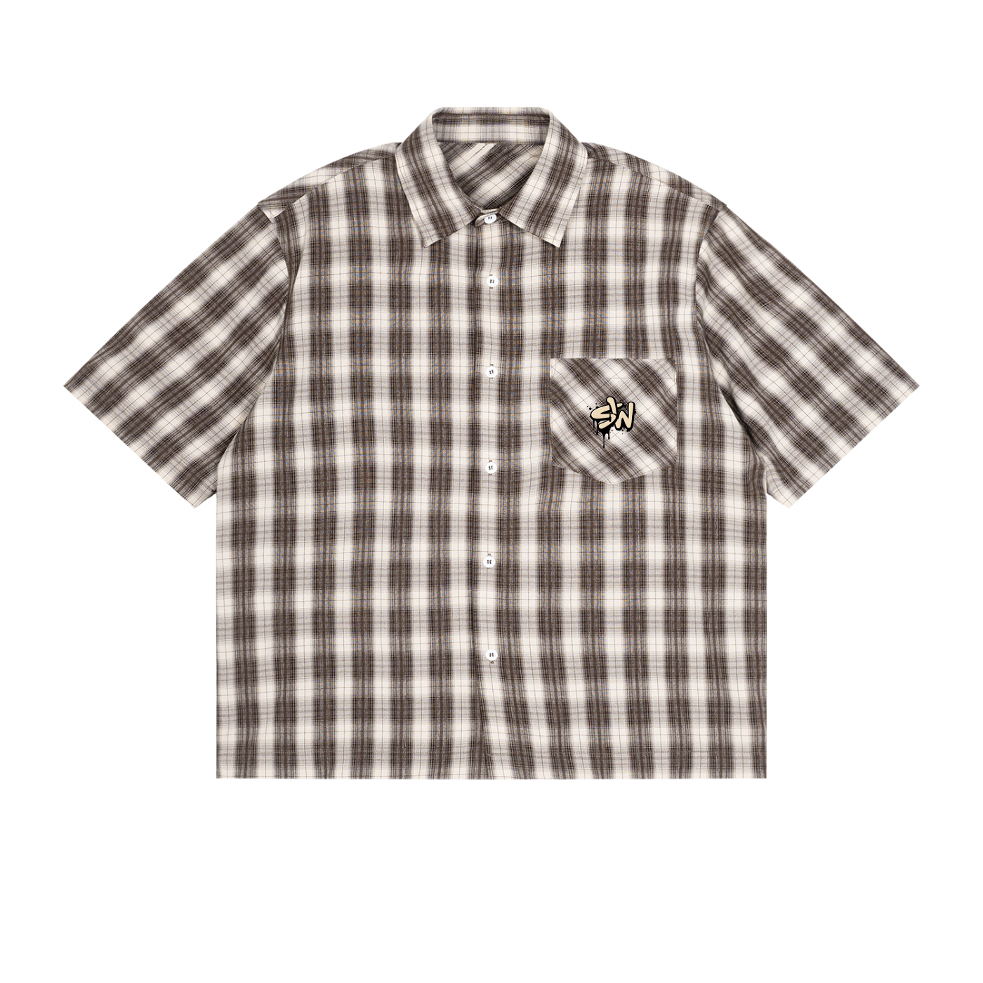 beige,plaid,shirt,matchingset