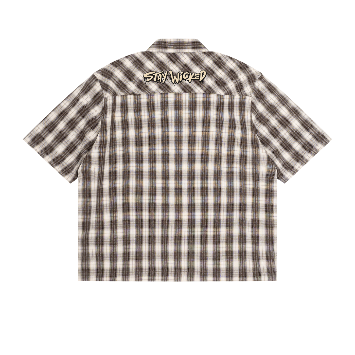 beige,plaid,shirt,matchingset