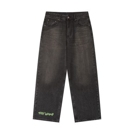 staywicked,jeans,greenlogo,pants
