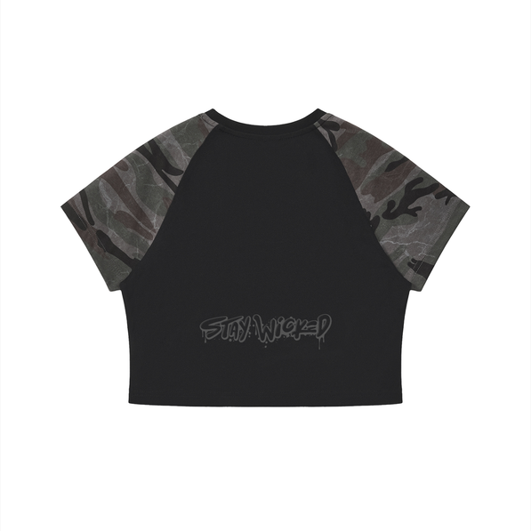 Camo Raglan Crop Tee