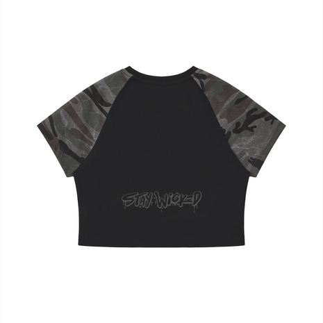 Camo Raglan Crop Tee